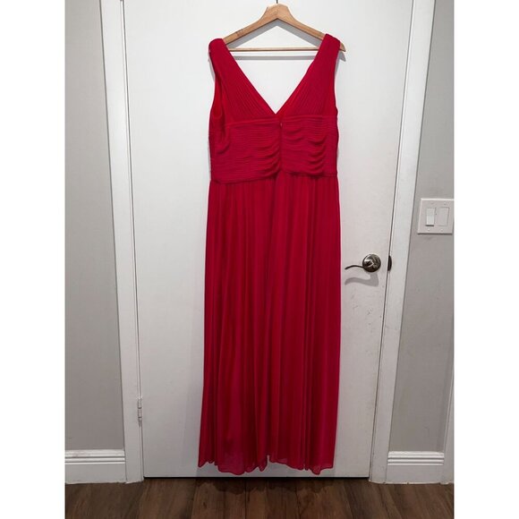 Alex Evenings Fuchsia Pleated V-Neck Sleeveless Gownt Dress Women Size 14W - Picture 4 of 7